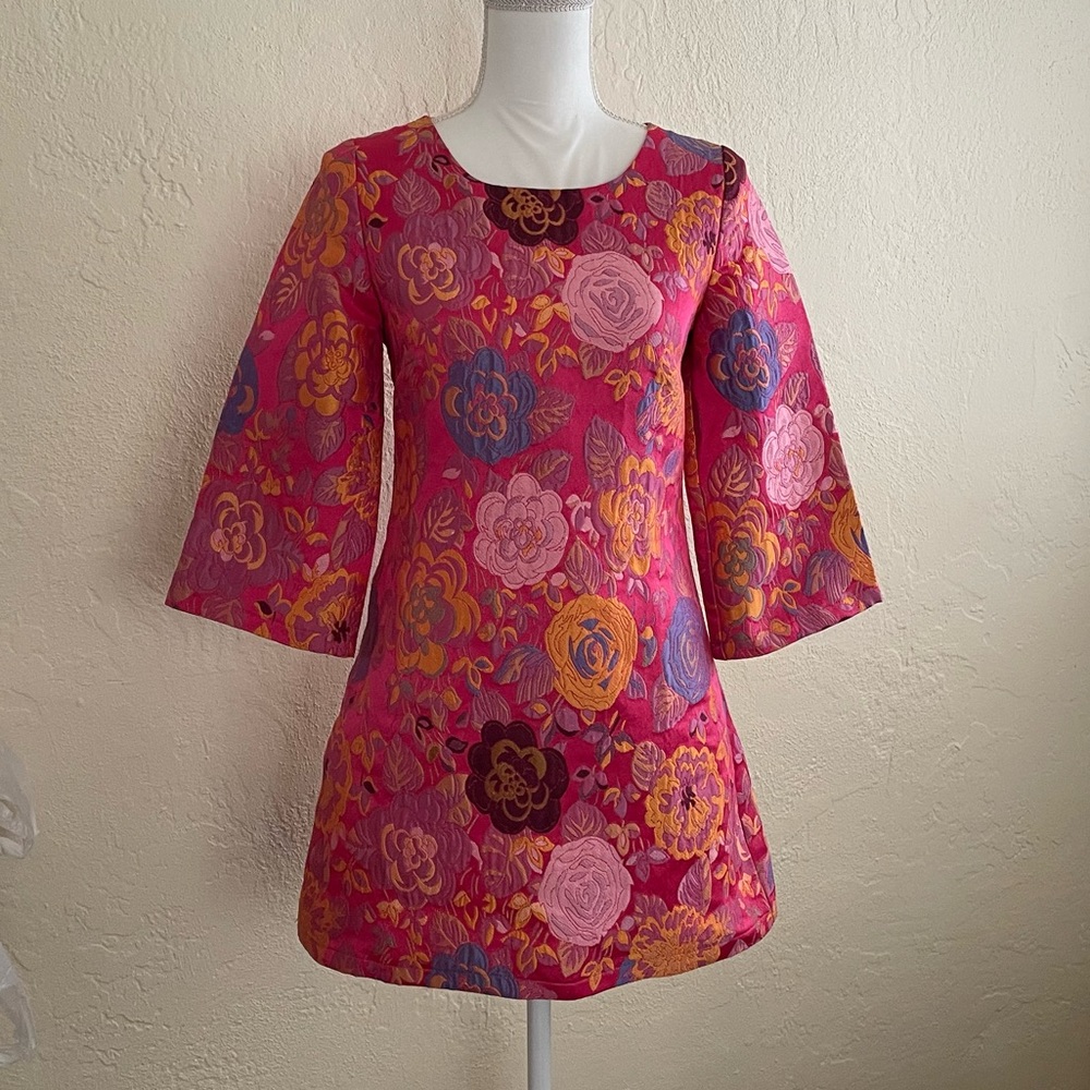 Women’s Pink Floral Mini Dress - Elegant A-Line Tunic